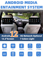 Écran tactile Android Reako 14 pouces, autoradio, appui-tête de voiture, Carplay, Android Auto, 8 cœurs, 4G, écran 4K, BT, Mirror Link