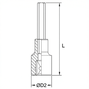 Fervi Hex <b>Socket</b> with Long Insert L Drive D2 Tip - Product Image 2