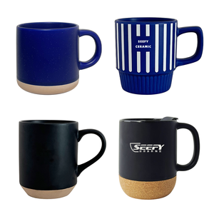 Taza <span class=keywords><strong>de</strong></span> cerámica color crema con textura acanalada en espiral y borde estilo esmaltado, para café, <span class=keywords><strong>de</strong></span> gres. Para comerciantes, agencias, proveedores y sociedades. - Product Image 5