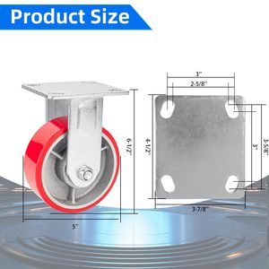 Roulettes industrielles de 5 pouces, roulettes pivotantes robustes, <span class=keywords><strong>roues</strong></span> en polyuréthane silencieuses pour équipement de machine - Product Image 3