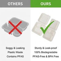 Boîte en bagasse de canne à sucre de 8 pouces, micro-ondable, compostable, écologique, pour la livraison de repas, les plats à emporter, la restauration, conteneur alimentaire recyclable