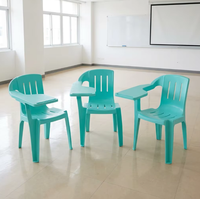 Chaise d'école monobloc commerciale avec tablette d'écriture, chaise d'étudiant empilable en plastique pour la formation, idéale pour les projets universitaires et gouvernementaux
