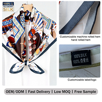 Foulard carré en soie de mûrier 6A à motif géométrique bohème, OEM ODM, échantillonnage rapide en 7 jours, faible MOQ, logo personnalisé, bords roulés à la main, pour femme