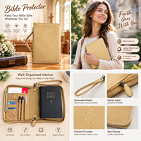 Housse de Bible en tissu pour femmes avec poignée, grande pochette de transport zippée pour Bible