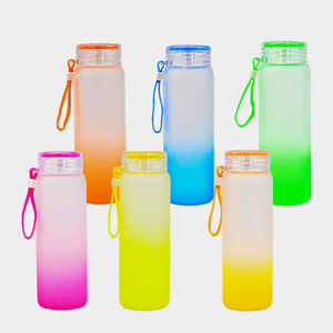 Sublimación en blanco Color mezclado Esmerilado Gradiente Botella de agua Vaso EE. UU. Almacén Venta al por mayor Envío <span class=keywords><strong>gratis</strong></span> 17oz Caja blanca - Product Image 2