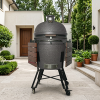 Parrilla Kamado de Carbón Auplex Premium Moderna de Cerámica con Acabado Mate, Serie Ultra, Resistente, de 18/22/27 Pulgadas, con Carrito, para Cocina al Aire Libre