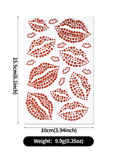 3D <span class=keywords><strong>labios</strong></span> rojos <span class=keywords><strong>tatuaje</strong></span> temporal pegatinas belleza perlas Rojas joyas <span class=keywords><strong>beso</strong></span> decoraciones para festivales y fiestas diamante arte corporal - Product Image 6