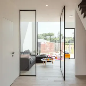 Modern residential custom design aluminum glass pivot large wrought iron aluminum center pivot door