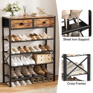 SENYU Zapatero Metálico Desmontable de Cuatro Niveles, Mueble de Almacenamiento Moderno y Minimalista para Entrada, Organizador con Cajones para Sala de Estar/Comedor - Product Image 3