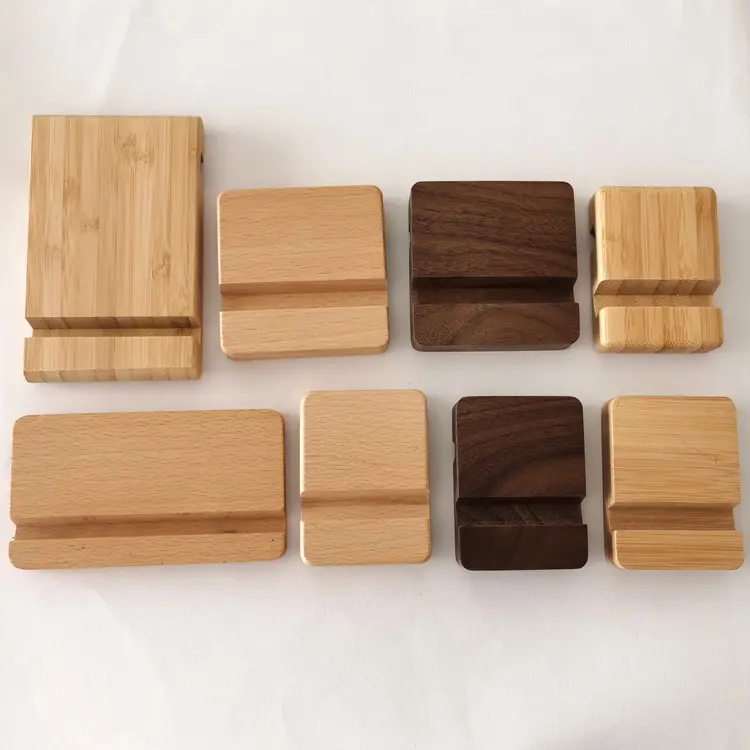 PUSELIFE 2024 la vendita calda di legno di bambù scrivania cady supporto per smartphone Tablet titolare