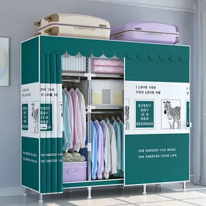 خزانات رخيصة الثمن بتصميم غطاء قماش لغرفة النوم خزانة محمولة لتخزين الملابس خزانة متنقلة مجمعة بالكامل