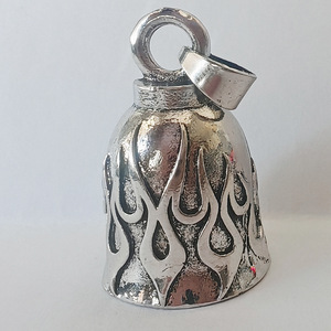 Pendentif cloche de protection vintage en alliage de zinc avec motif flamme, porte-clés de forme ronde - Product Image 6