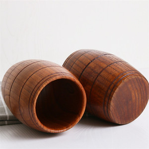 Creativo de barril de vino forma de azufaifa de madera copa natural retro hechos a mano gran barriga café taza de cerveza - Product Image 4