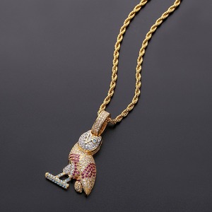 Colar Masculino de Latão Colorido com Pingente de Coruja e Zircônia Cúbica Cravejada Estilo Hip Hop – Presente Perfeito - Product Image 3