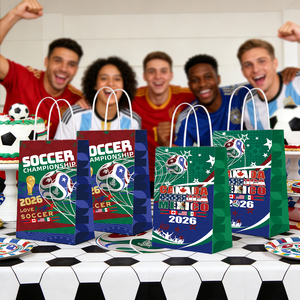 Sacchetti 2026 per feste in <span class=keywords><strong>carta</strong></span> a tema calcio con manici Goodie bag per feste sportive - Product Image 2
