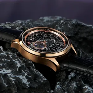 Reloj Mecánico Automático <span class=keywords><strong>OBLVLO</strong></span> GC 2026, Diseño Simple y Moderno para Hombre, Correa de Cuero con Estrella y Tierra Luminosas, Resistente al Agua, Regalo Casual - Product Image 4