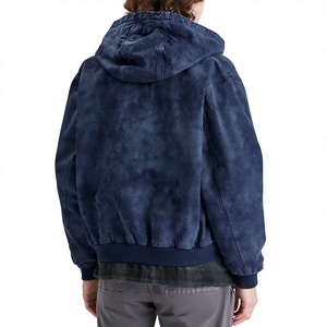 Sweat-shirt à capuche zippé personnalisé pour homme, en coton 100% délavé à l'acide, brodé, coupe oversize, style streetwear, fournisseur en gros - Product Image 2
