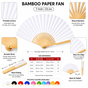 Abanicos de Papel y Bambú Plegables de 23 cm, Multicolores, con Logotipo Personalizado Impreso, Abanico de Tela de Seda para Regalos de Boda, Gran Venta - Product Image 2