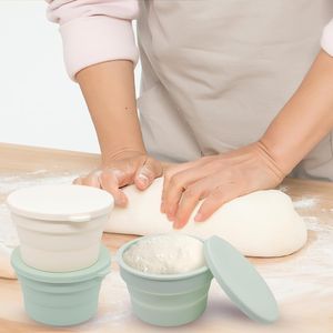 Ensemble de 4 paniers à pain en silicone, boîte à pâte à pizza empilable avec couvercle, contenants de rangement, accessoires de pâtisserie pour la cuisine - Product Image 1