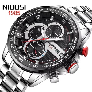 Montres pour hommes NIBOSI 2606, nouvelle collection, marque haut de gamme, chronographe à quartz, acier inoxydable, étanche, calendrier, montre de sport - Product Image 1