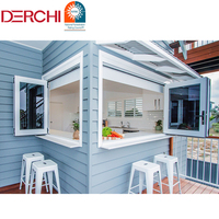 Fenêtre pliante verticale en aluminium, fenêtre à double battant, fenêtres en verre pliantes