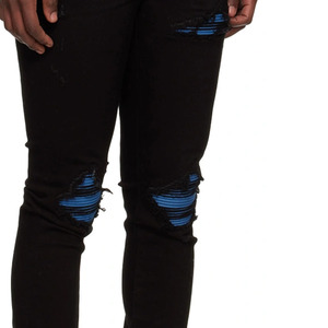 Nuovi Jeans da <span class=keywords><strong>Uomo</strong></span> Elasticizzati in Denim con Strappi e Dettagli <span class=keywords><strong>a</strong></span> Costine su Tutto il Tessuto - Product Image 5