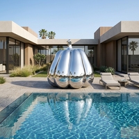 Grandes Villas de Ferme Extérieures Personnalisées, Parcs et Exploitations Privées, Art Décoratif, Grand Miroir en Acier Inoxydable Plaqué Argent