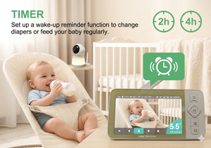 กล้องวงจรปิดติดตามเด็ก Tuya Smart ขนาด 5.5 นิ้ว IPS 720P WiFi พร้อมระบบตรวจจับเสียงร้องไห้ด้วย AI และระบบติดตาม ได้รับการรับรองความปลอดภัยทางไซเบอร์ รองรับ OEM แบบกำหนดเอง - Product Image 4