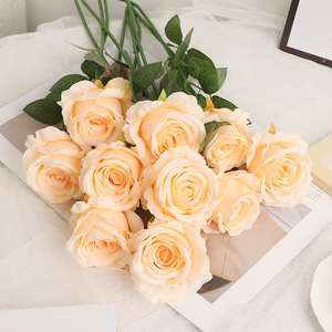 Rosa Artificial de Seda, Color Rosa Claro, Alta Simulación, Decoración para Bodas, Ramo, Material para Manualidades, Venta al por Mayor - Product Image 3