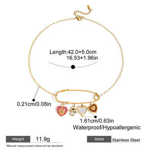 Colliers et pendentifs en acier inoxydable 316L plaqué or 14K et 18K PVD, bijoux fins pour femmes, avec fermoir à clip. - Product Image 6