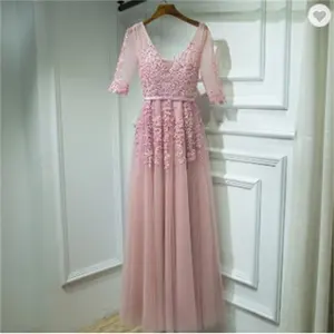 Vestido longo para noite, nova venda de vestido longo para a noite, com flores, de renda, azul royal, damas de honra