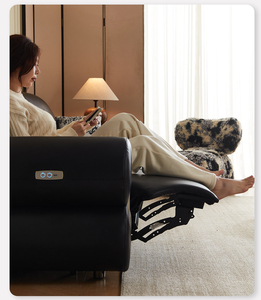 Canapé-lit électrique en cuir véritable, deux, trois ou quatre places, style rétro français, fonctionnel et motorisé pour salon - Product Image 2
