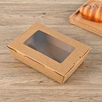Boîte à lunch jetable en papier plastifié pour repas rapides, poulet frit populaire, boîte à salade et sushi rectangulaire avec fenêtre