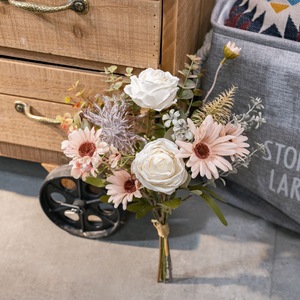 CallaFloral <b>Artificial</b> Rose Daisy <b>Bouquet</b> Plastic Woven Fabric Wedding Home Decor Photography Props CF02029 - Product Image 1