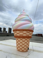 Cono de Helado Inflable de Felpa Aero de 3.7m para Exteriores, Réplica Inflable Promocional de Marca, Globo Inflable de Comida Imitada Personalizado