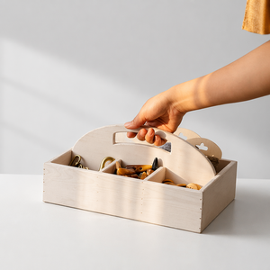 Panier <span class=keywords><strong>de</strong></span> récolte <span class=keywords><strong>en</strong></span> <span class=keywords><strong>bois</strong></span> personnalisé, non fini, avec poignée, pour le jardin, le transport <span class=keywords><strong>de</strong></span> desserts et le rangement artisanal - Product Image 3