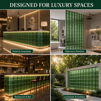 Brique de verre verte solide rectangulaire décorative imperméable pour mur-rideau d'hôtel et de villa – Vente en gros directe usine