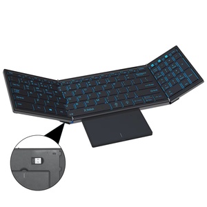 JOMAA Ergonomic Portable BT Dual Mode <b>Wireless</b> RGB Backlit <b>Keyboard</b> Touchpad&Number Keypad Rechargeable Folding <b>Keyboard</b> - Product Image 1