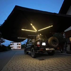 Auvent de <span class=keywords><strong>voiture</strong></span> 270 avec lumières LED, <span class=keywords><strong>poteaux</strong></span> en acier inoxydable, double couche, tissu imperméable très résistant, protection UV 50+ pour les voyages en plein air - Product Image 1