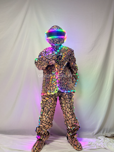 Traje de película de espejo metálico <span class=keywords><strong>futurista</strong></span> LED para escenario de salón de baile DJ danza Sci-Fi Cosplay traje espejo hombre espectáculo traje - Product Image 2