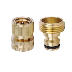 Conectores de Agua Antiderrames Macho y Hembra, Conector Rápido para Manguera de Jardín con Rosca GHT de 3/4 Pulgadas, Conector Rápido de Latón para Manguera - Product Image 1
