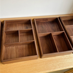 Đen walnut bàn tổ chức với Mortise-tenon mộc đa ngăn hộp hình chữ nhật cho vật tư văn phòng lưu trữ bán buôn - Product Image 2