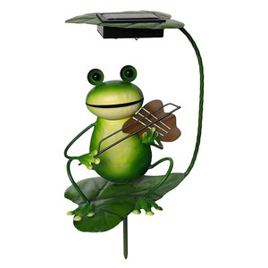 Solar Frog Garden <b>Lights</b> Set With Musical Frogs On Leaves Solar Powered <b>LED</b> Outdoor Decor Water Resistant Free Standing - Product Image 3