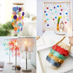 100PCS Kerang Capiz Pelangi 2 Inci Bulat Kerang Laut Alami dengan 2 Lubang untuk Lonceng Angin Kerajinan DIY Tirai Buatan Tangan Pernikahan - Product Image 6