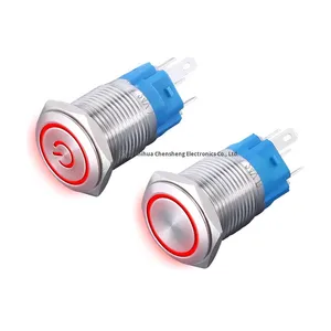 16MM Metal <strong>Push</strong> <strong>Button</strong> <strong>Switch</strong> Non-Locking Self-Resetting Press Type Light Start IP65 Waterproof Power Indicator 12V24V 100k - Product Image 5