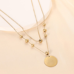 Collar de doble capa con forma de hoja de corazón, chapado en oro de 14 quilates, cadena de acero inoxidable para clavícula, para mujer, regalo diario, joyería. - Product Image 4