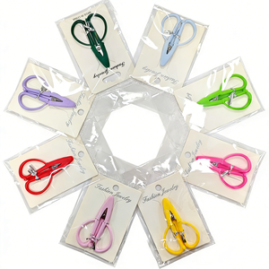 Forbici Tascabili Mini in Rosso, Rosa, Viola, Blu, Verde e Giallo con Copertura in Silicone, Confezione in Cartoncino per Cucito - Product Image 1