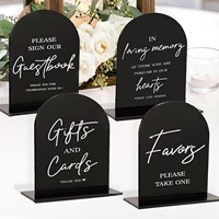 Vente en gros de 4 enseignes en acrylique de 5x7 pouces de qualité supérieure en acrylique noir pour table de mariage, support pour réception, fête, anniversaire, événement, décoration