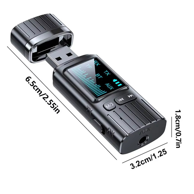 USB Blue-tooth 5.4 Receiver Transmitter Audio Adapter TV Computer Blue-tooth with Screen 3.5mm Adapter