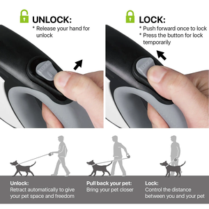 Guinzaglio per cani automatico retrattile in Nylon per cani di grandi dimensioni di piccole dimensioni con impugnatura a mano con blocco del freno a un pulsante - Product Image 6
